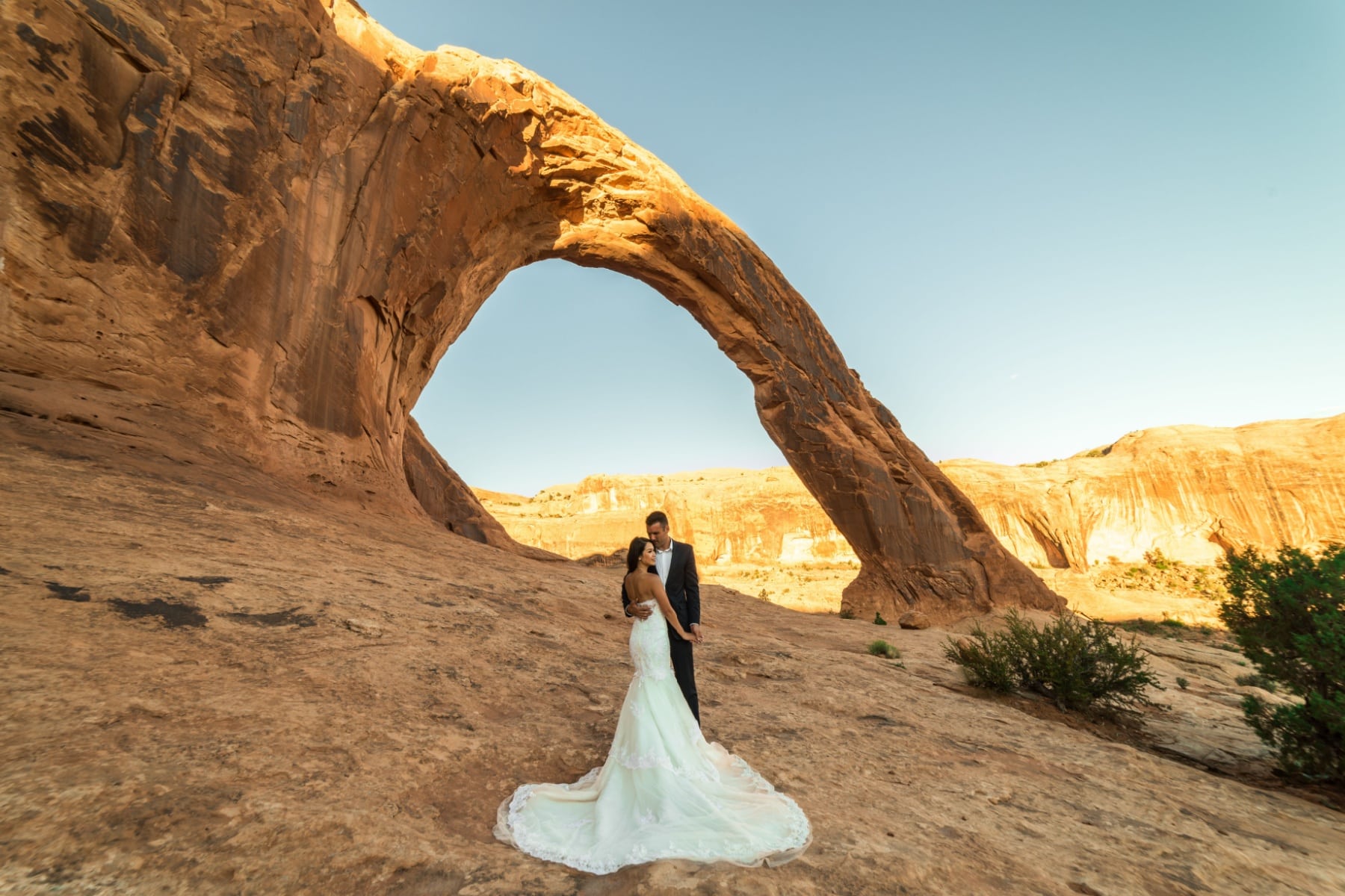 A wedding near a natural arch in Utah