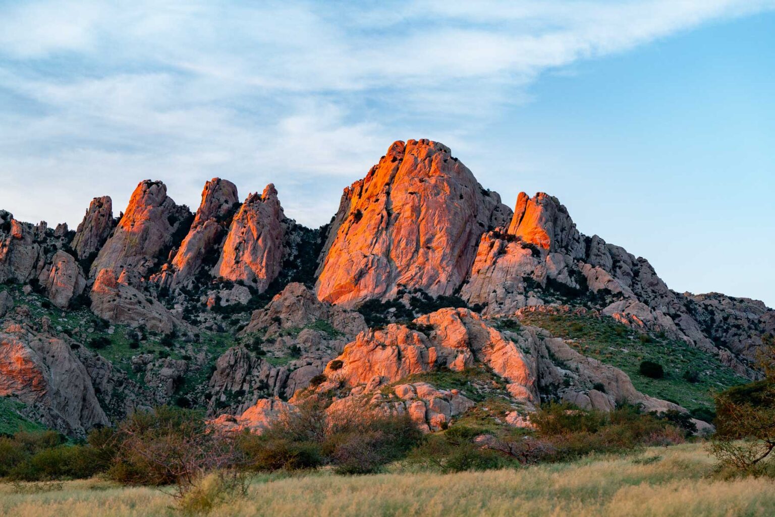 Chiricahua pinnacles at sunset.